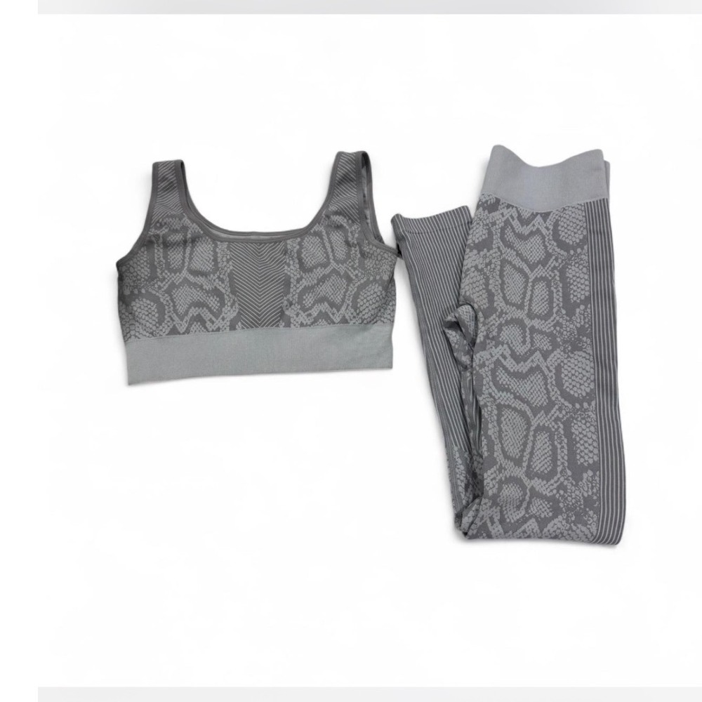 Womens Activewear Set Snake Print Sports Bra Seamless Leggings Gym Workout